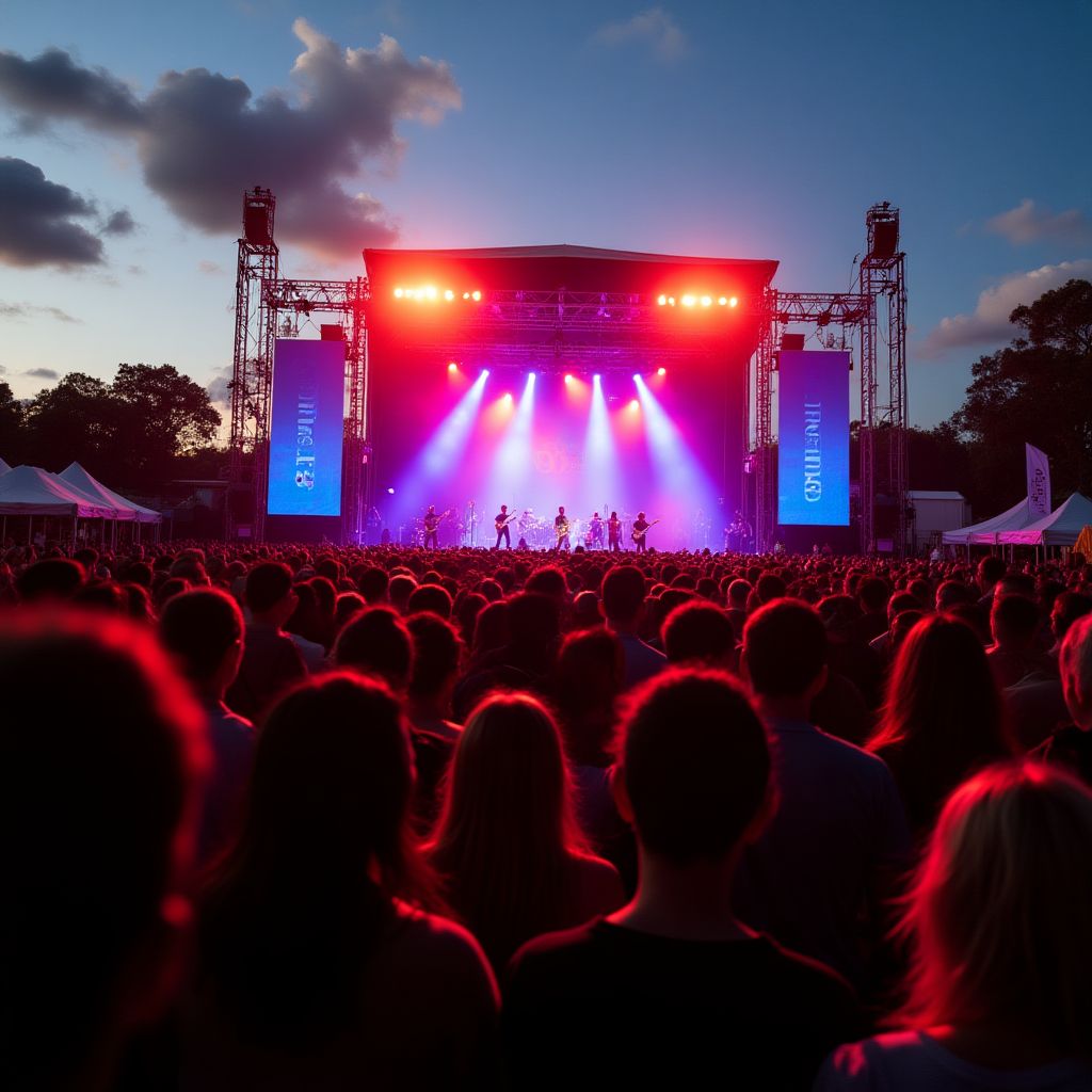 Byron Bay Bluesfest with crowd enjoying live music